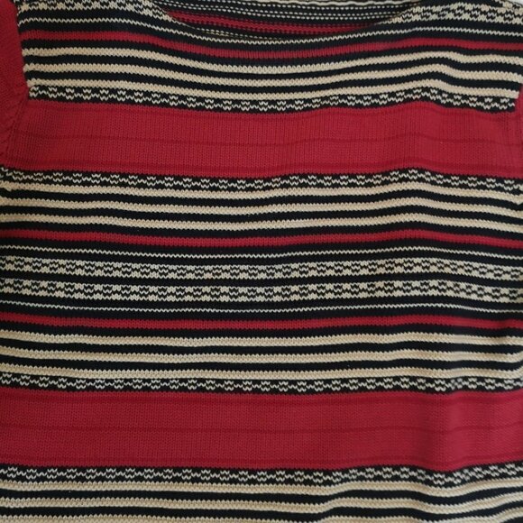 Y2K Vintage Scandinavian Ralph Lauren Red & Black Striped Fair Aisle Sweater - Picture 8 of 10
